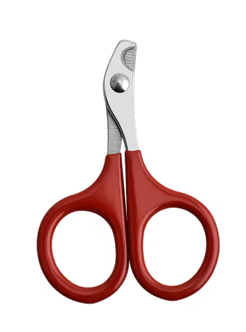 Rode nagelknipper voor kleine huisdieren met ergonomisch handvat.