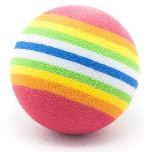 Lichtgewicht kattenballen in regenboogkleuren, veilig voor binnengebruik en perfect om te vangen en rond te slaan.