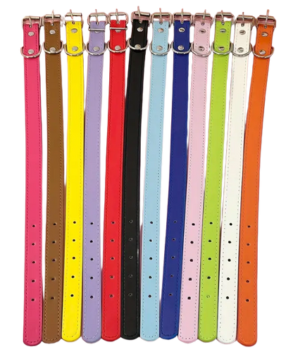 Verstelbare platte halsband van hoogwaardig synthetisch leer, ideaal voor comfort en dagelijks gebruik.