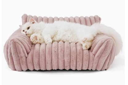 Roze luxe dierensofa voor katten en kleine honden, met zacht uitneembaar kussentje voor ultiem comfort.