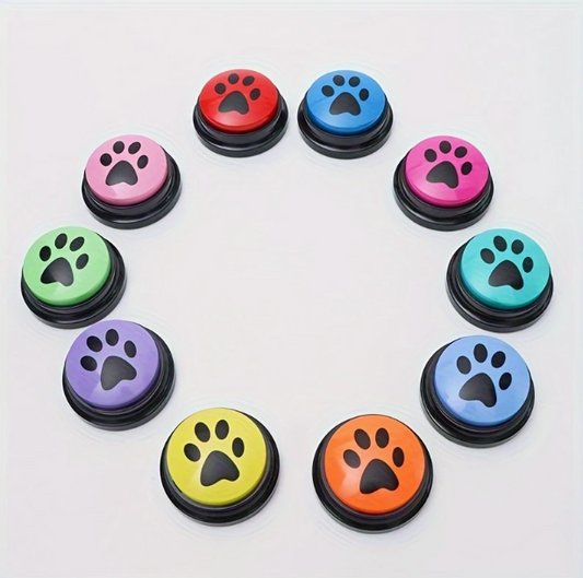 Set van kleurrijke hondentrainingsknoppen met opneembaar geluid, ontworpen voor communicatie met honden, katten en andere slimme huisdieren.