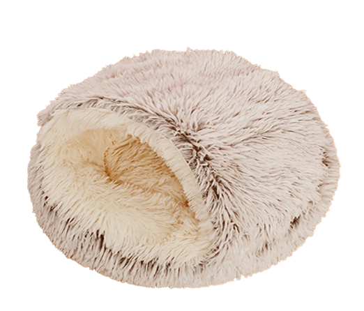 Klein schelpvormig bed van 40 cm diameter voor katten en kleine honden. 