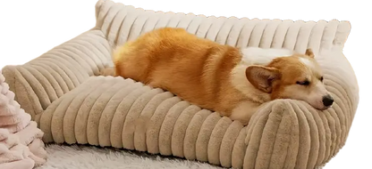 Crème wit luxe dierensofa, een stijlvol bedje voor jouw huisdier, met een zacht kussentje voor extra comfort.