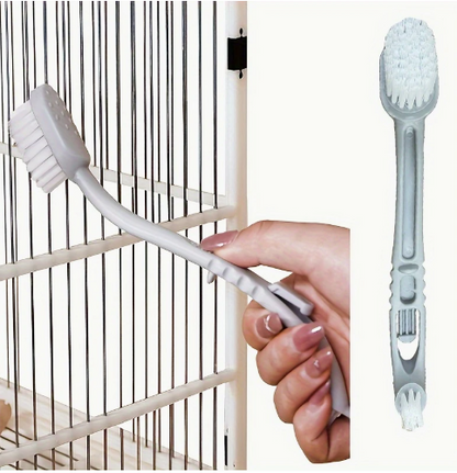 Dubbelzijdige Vogelkooireiniger met Lange Steel – Ideaal voor Papegaaienkooien en Dierenhokken